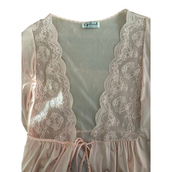 Vintage Gilead Women's Pink peach Robe and Gown Dress lingerie Size Medium - Picture 5 of 11